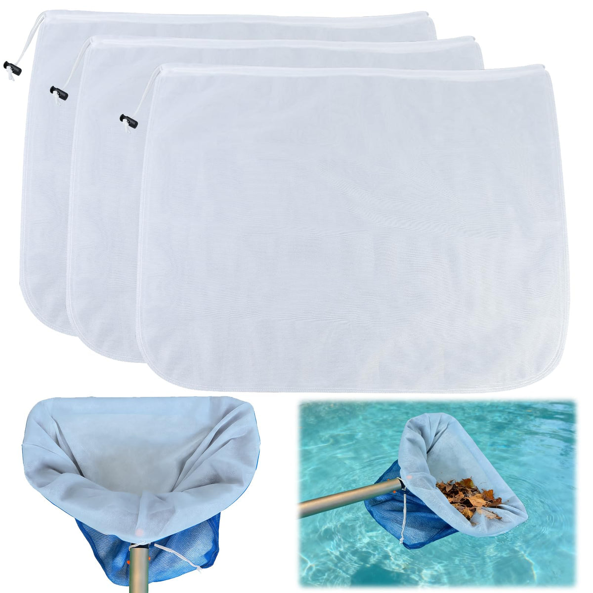 Jeyeou ultra-fine mesh net bag for pool skimmer insert improves debris capture