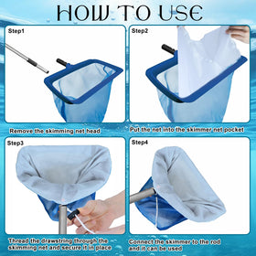 Jeyeou versatile skim net for pools, spas, fountains and more