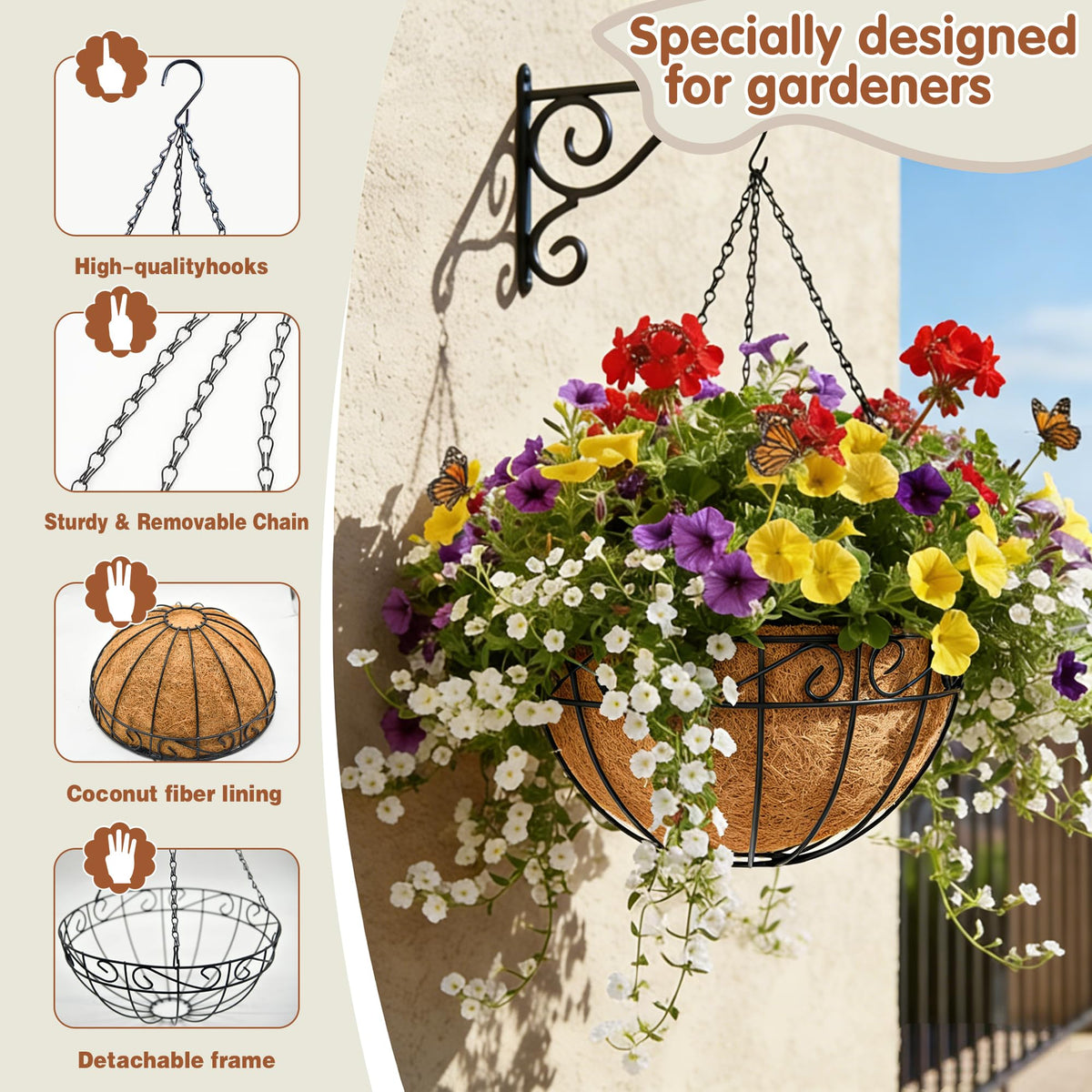 JFFLYIT outdoor garden setup with various potted plants.