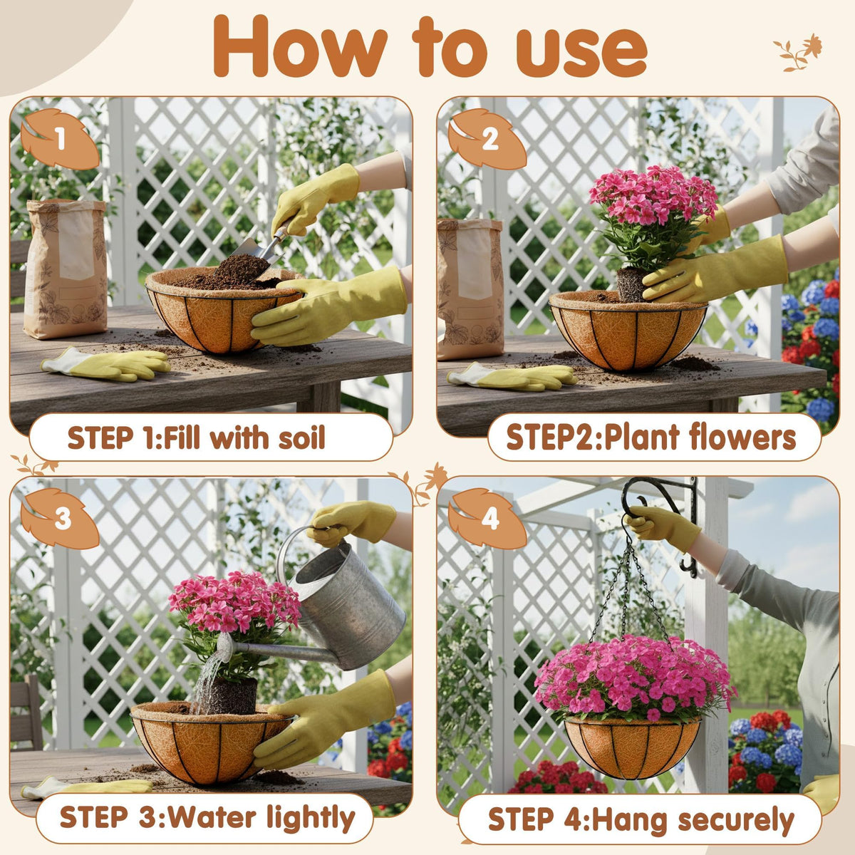 JFFLYIT wall decoration basket suitable for garden walls, doors, and windows.