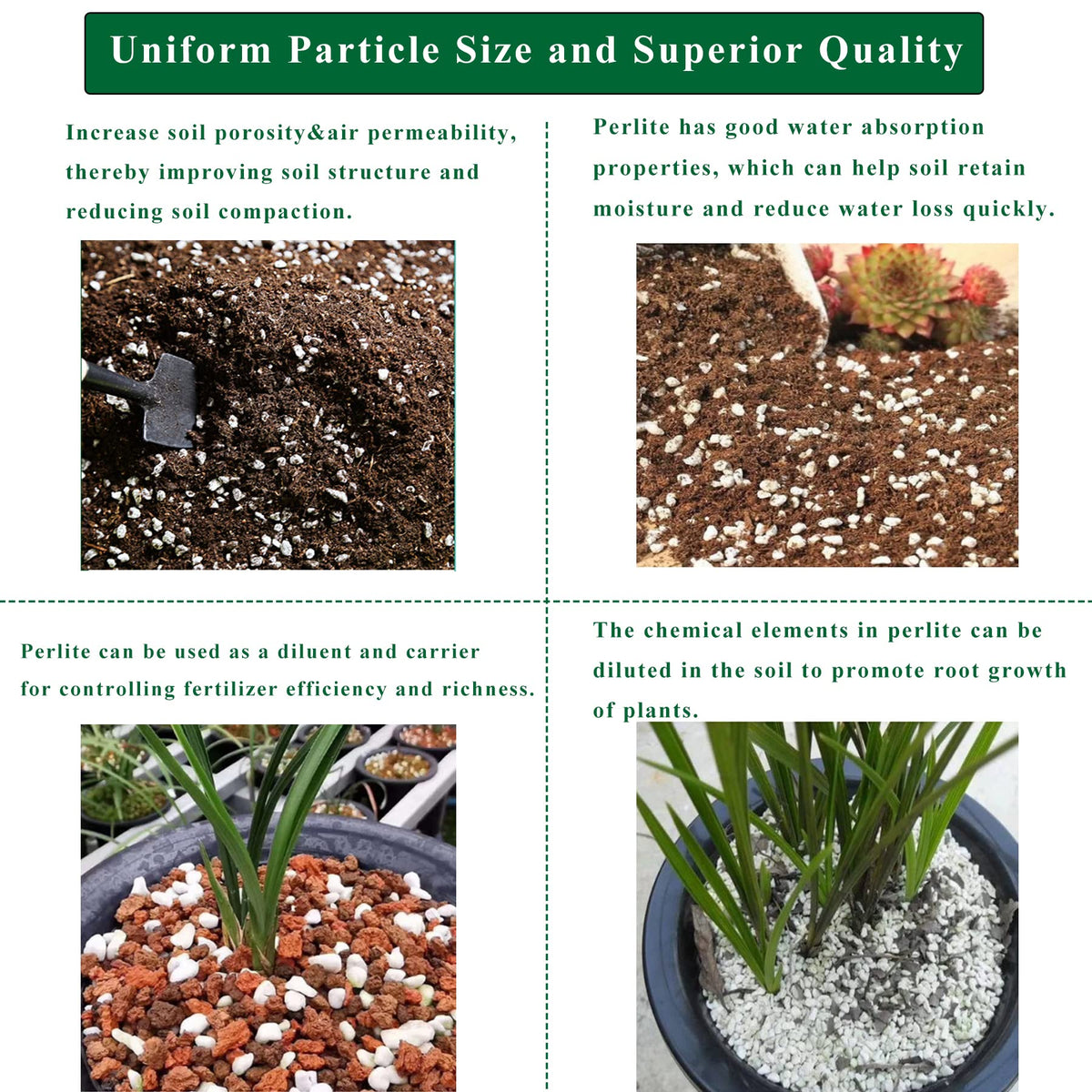 JFWOD Organic Perlite granules closeup revealing porous texture for aeration.