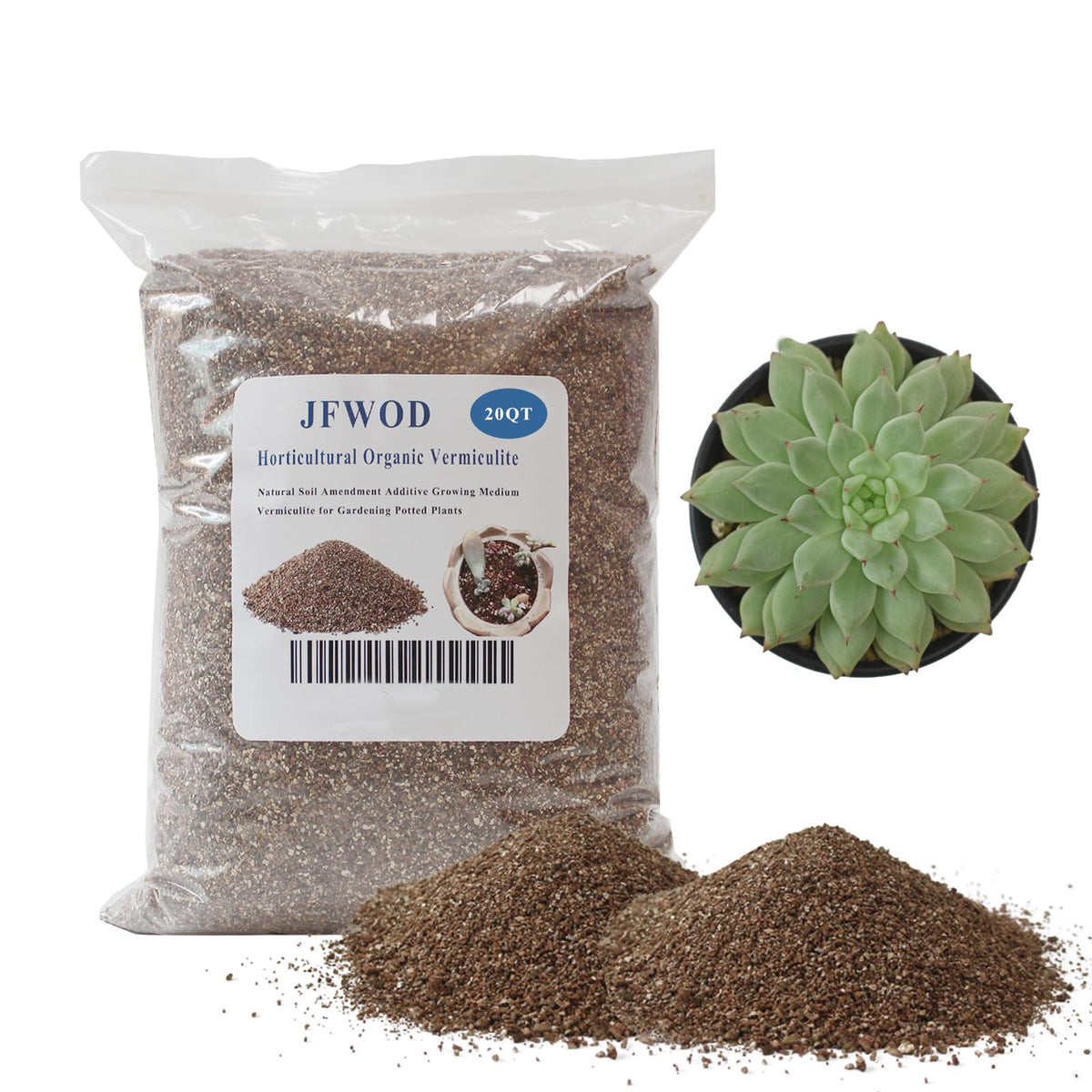 JFWOD Organic Vermiculite in a bag for easy soil amendment and plant care.