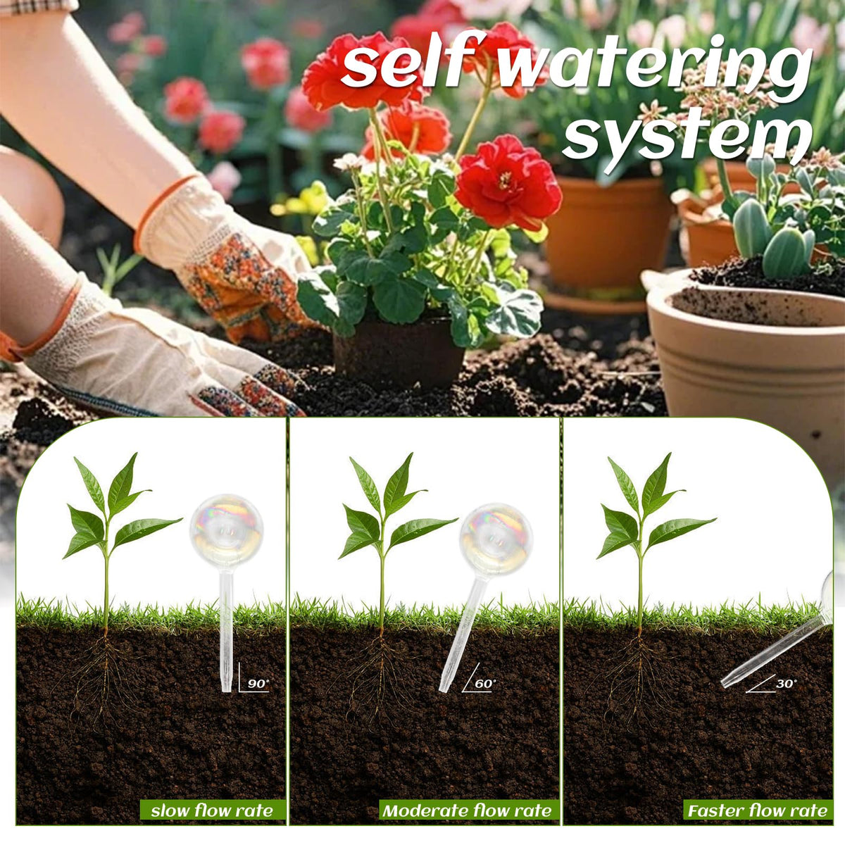 Jgalnim hanging planters with irrigation globes boost balcony greenery.