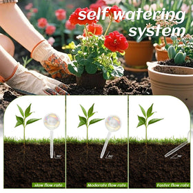 Jgalnim hanging planters with irrigation globes boost balcony greenery.