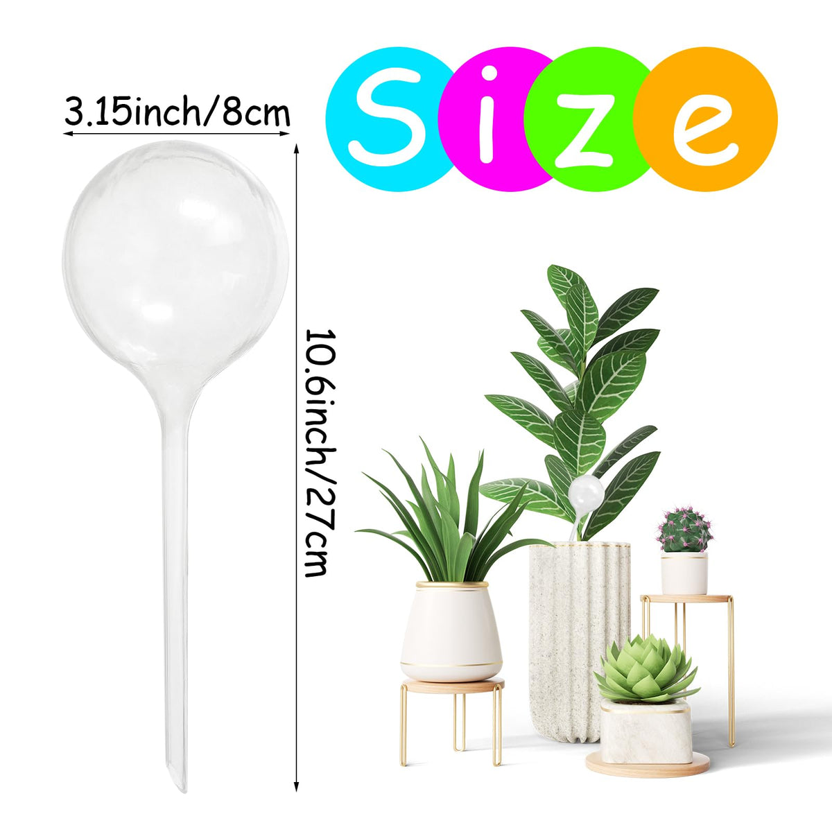 Jgalnim large clear water bulbs for indoor and outdoor plant care.