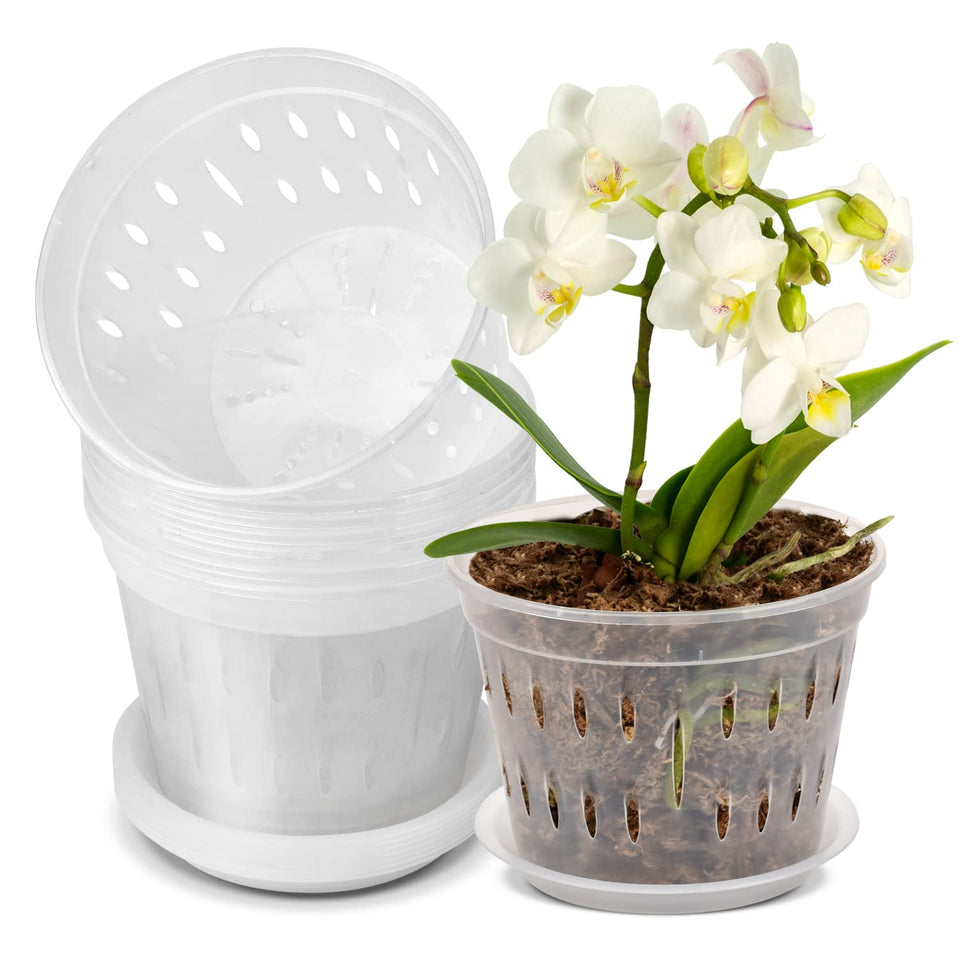 JGB 9 pack 7 inch orchid pot with clear walls for root observation and easy watering