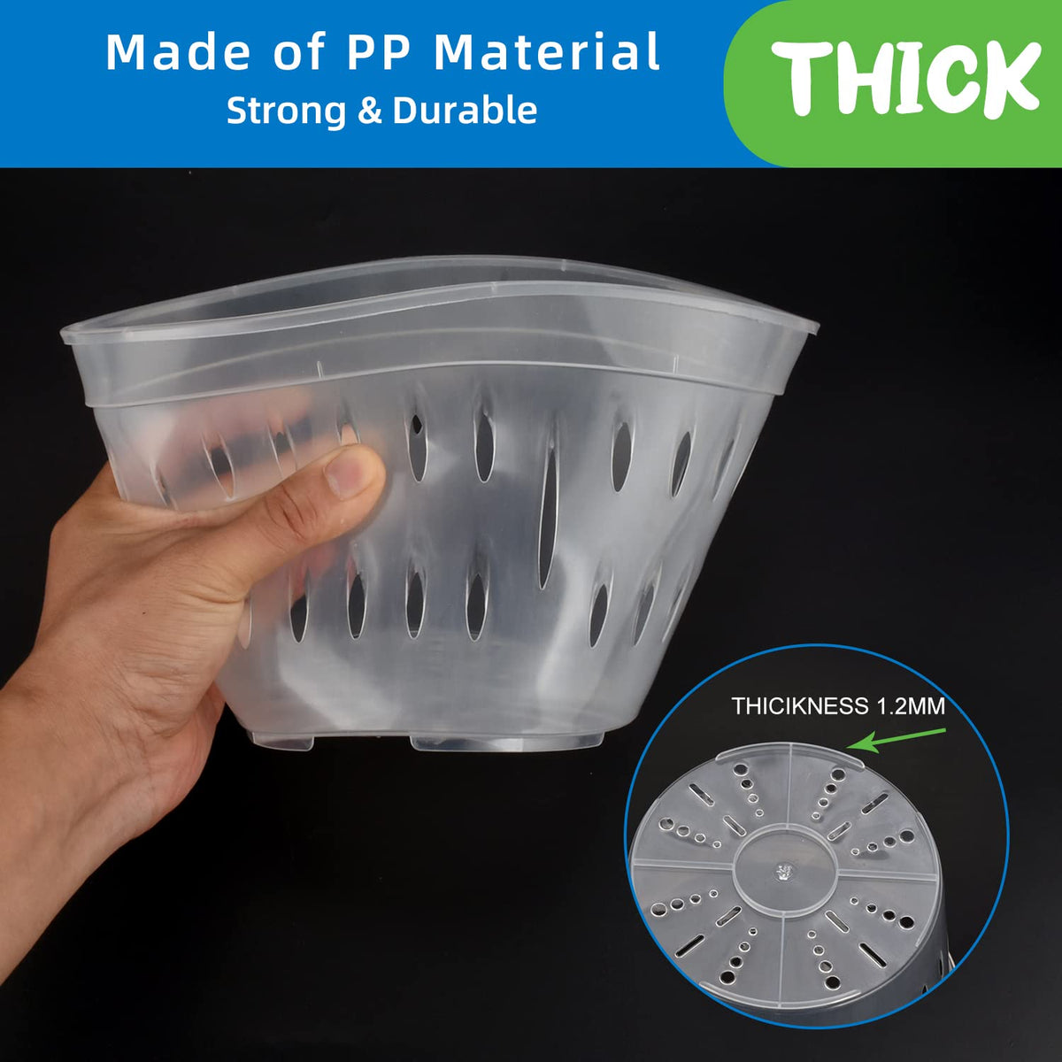 JGB orchid pot with bottom drainage hole directing water into saucer
