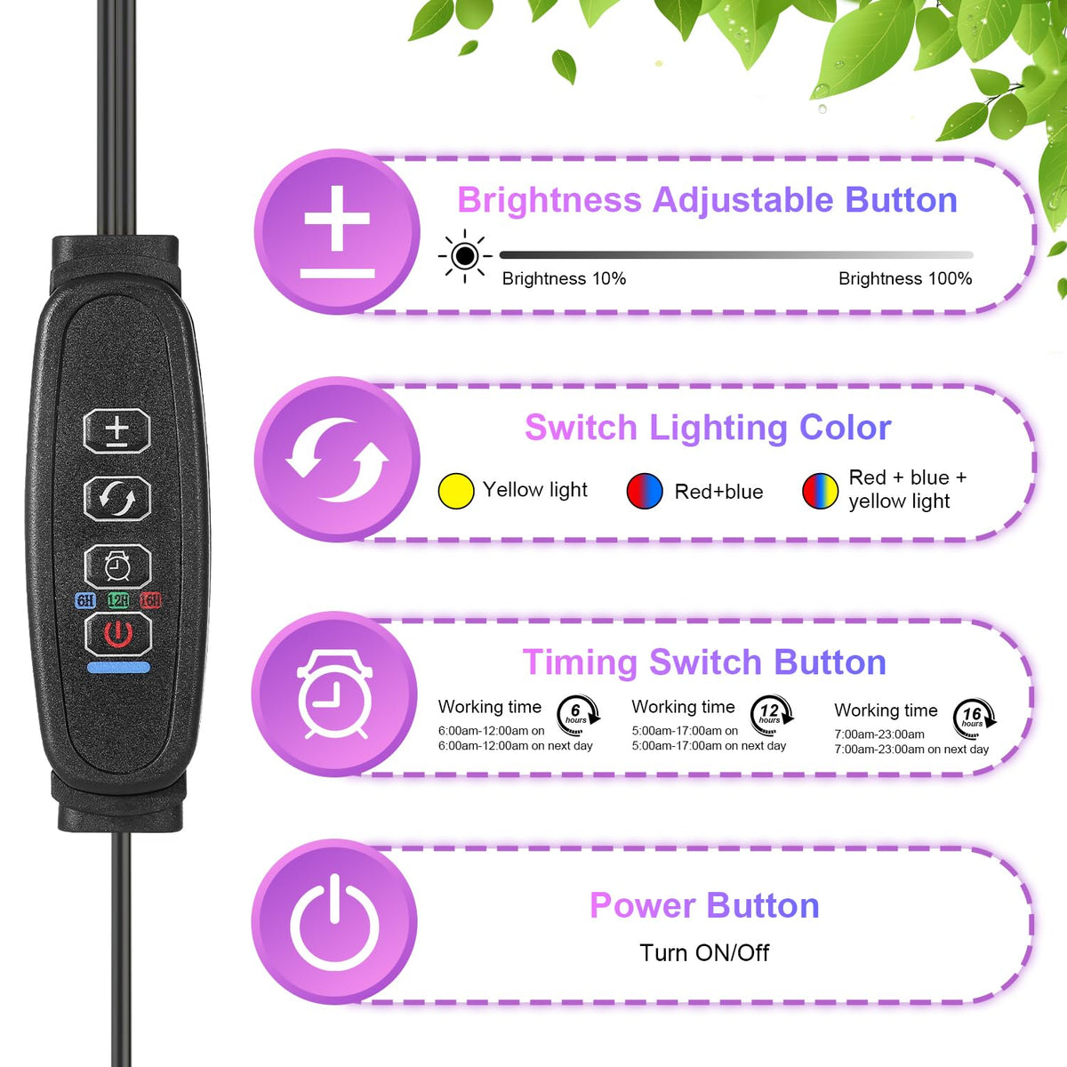 JhauvMw 10 dimming levels and 3 spectral modes tailor lighting for growth stages.