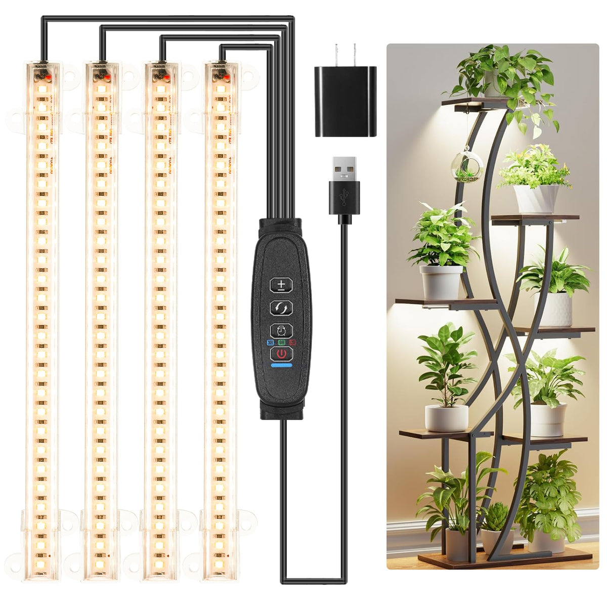 JhauvMw 8.6-inch LED grow light strip full spectrum on seedlings promotes vigorous growth