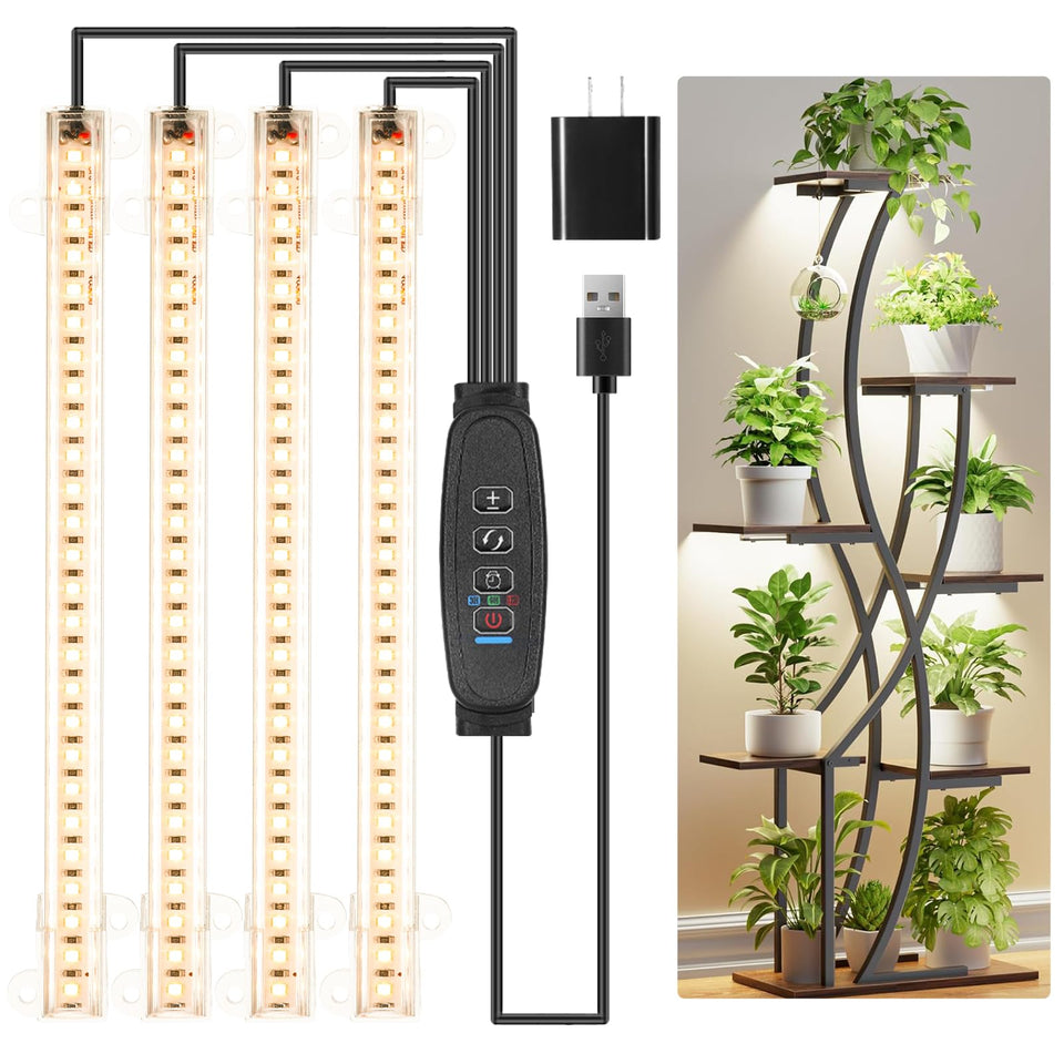 JhauvMw 8.6-inch LED grow light strip full spectrum on seedlings promotes vigorous growth