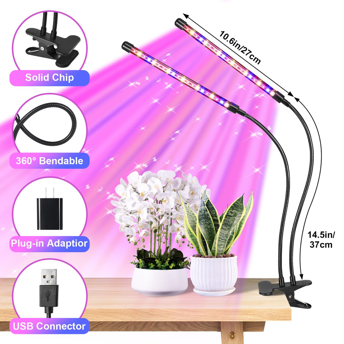 JhauvMw gooseneck adjustable light directs illumination precisely where plants need it.