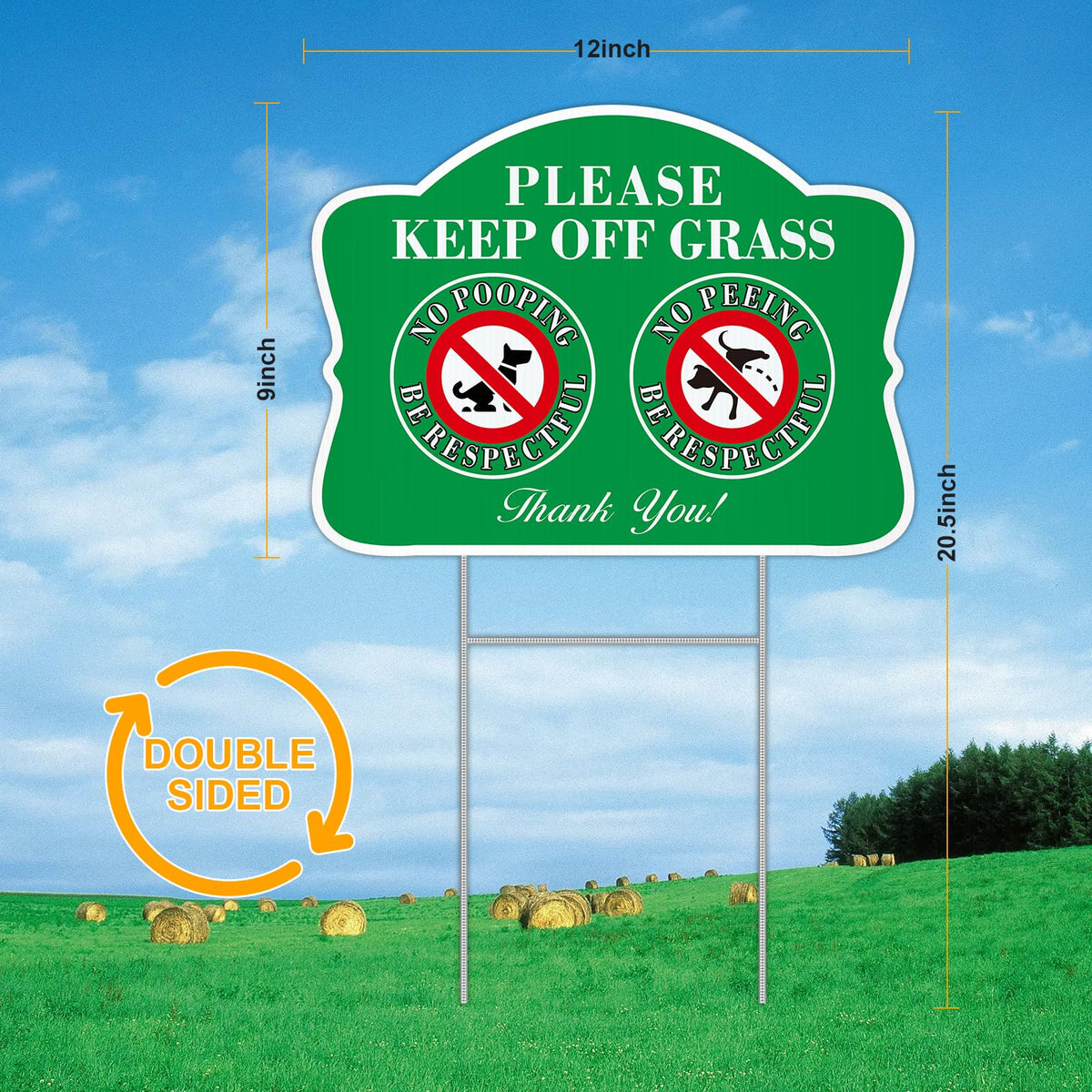 JIAMING No Poop Sign, double-sided for multiple angles in yard