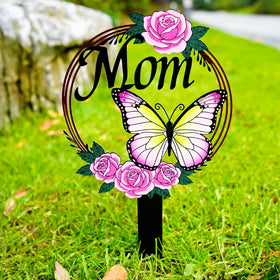 Jiasku butterfly mom memorial stake in the ground, durable outdoor tribute.