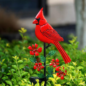Jiasku red cardinal figurine lighting adds charm to balcony or yard.