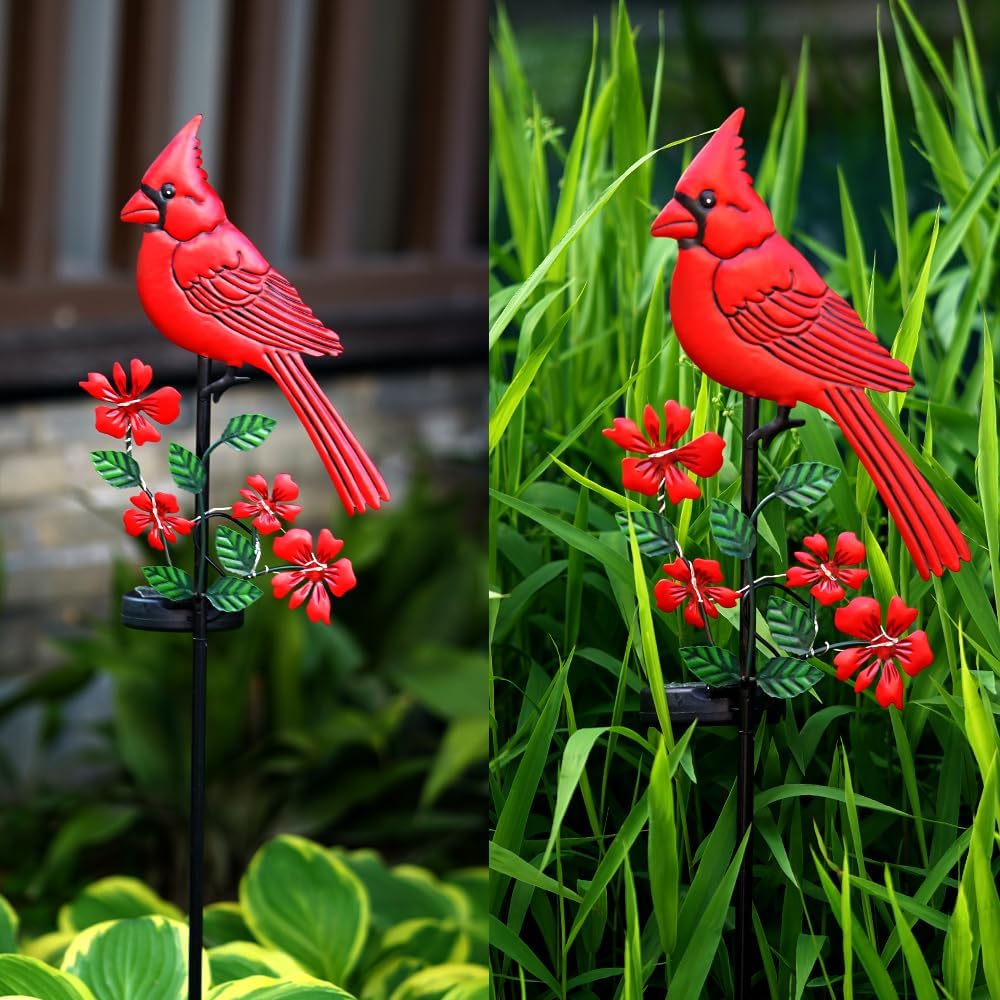 Jiasku solar-powered cardinal light offers ambient glow for evenings.