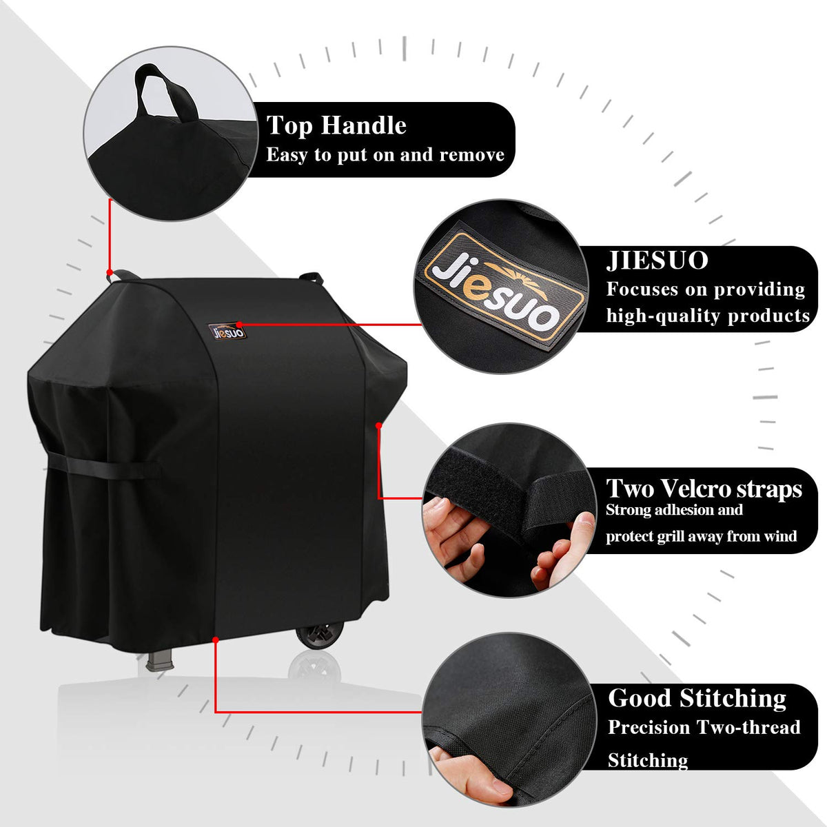 Jiesuo 7106 inner layer close-up highlights waterproof lining for splash protection.