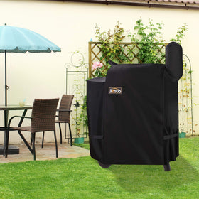Jiesuo grill cover includes bag storage for compact keeping when not in use.