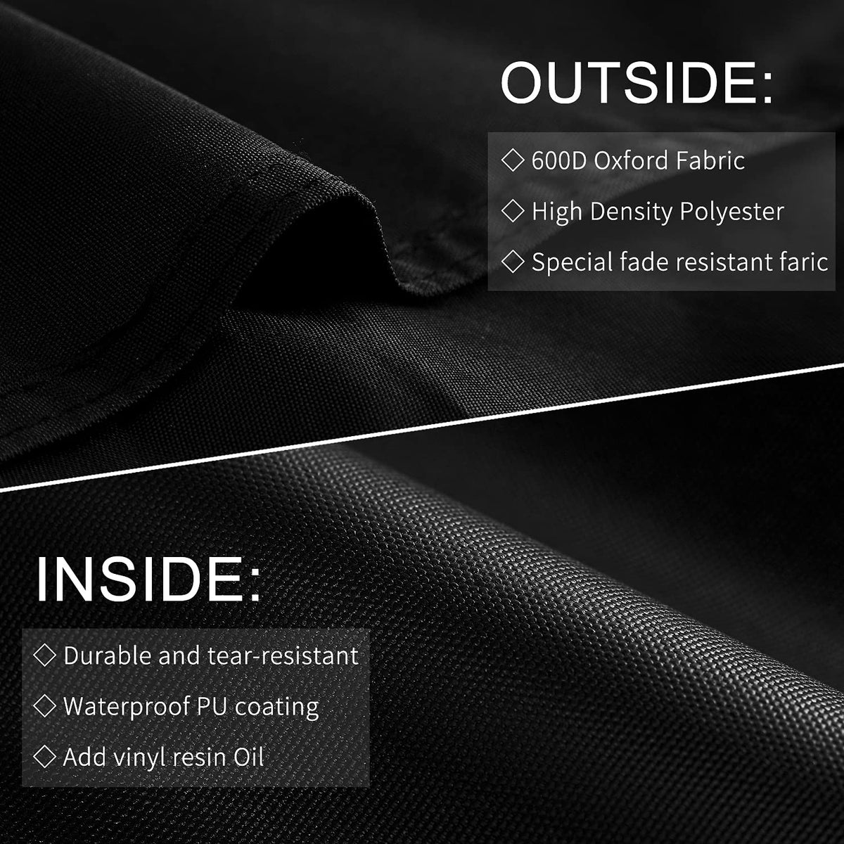 JIESUO Velcro straps keep the cover secure during gusts.