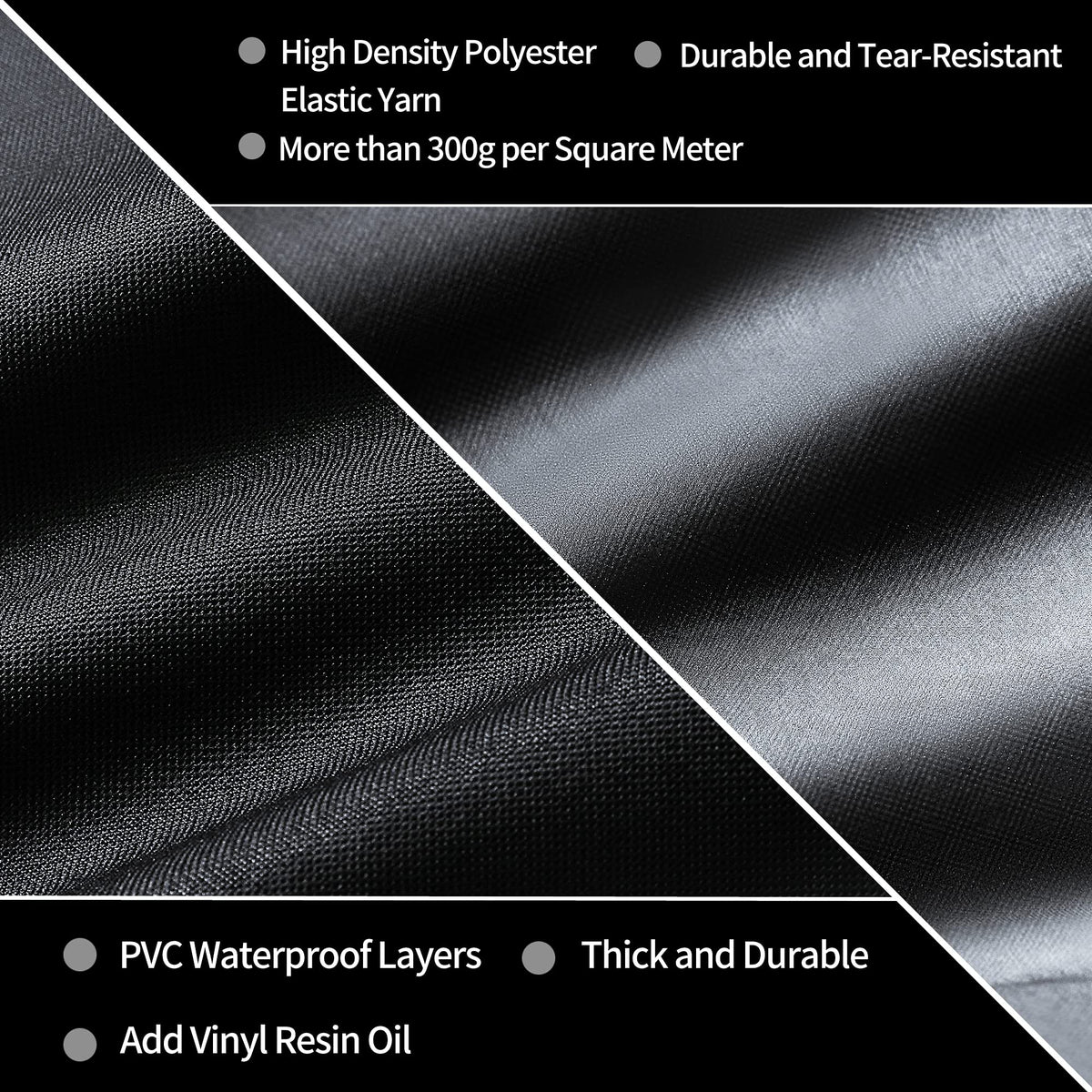Waterproof PVC lining protects Weber grill from rain without cracking