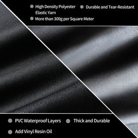 Waterproof PVC lining protects Weber grill from rain without cracking