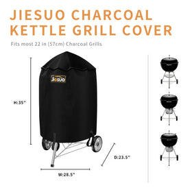 Jiesuo Weber 22in charcoal kettle cover side view for weather protection