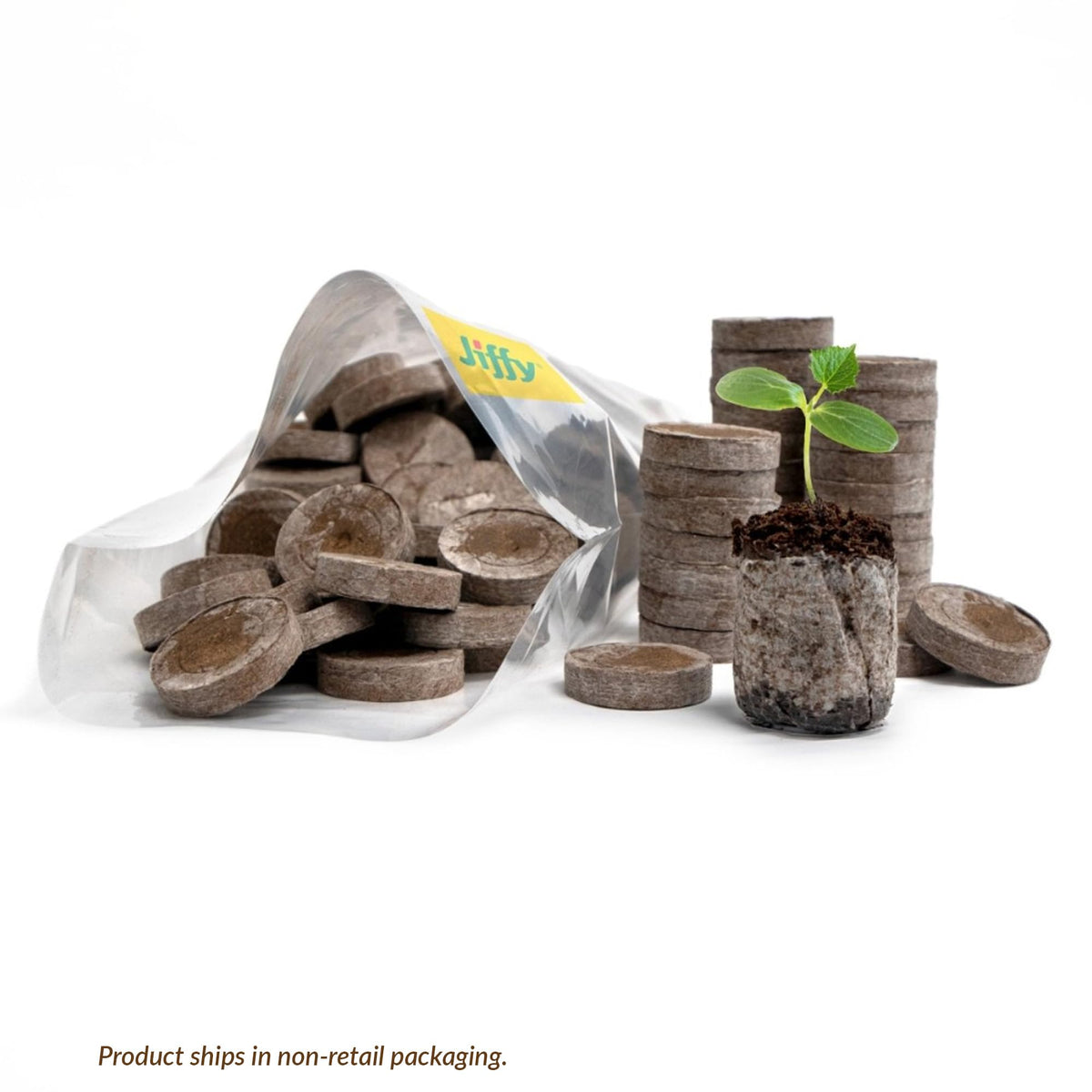 Jiffy 36mm pellets feature built-in netting to maintain shape during expansion.