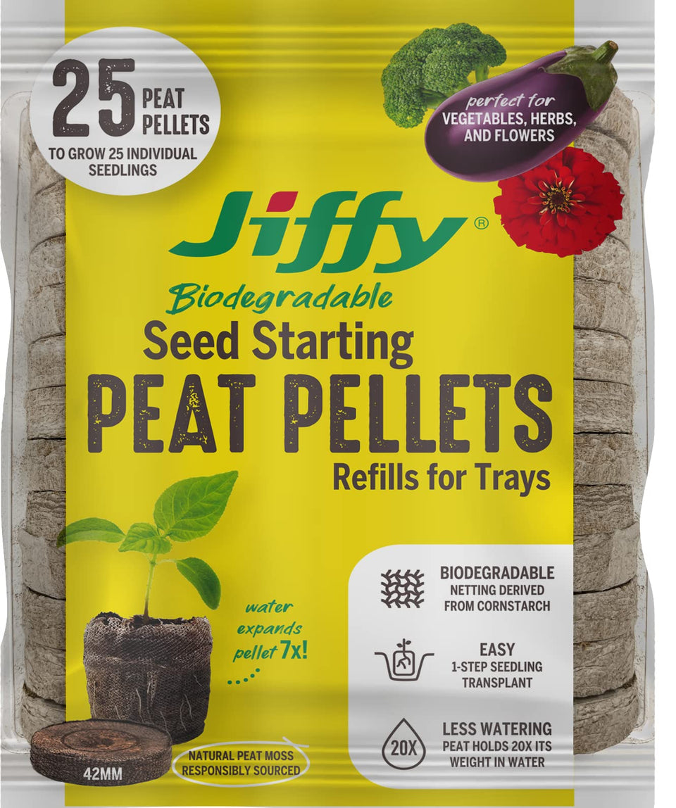 Jiffy J4REFILL peat pellets ready for root-friendly germination and easy transplanting