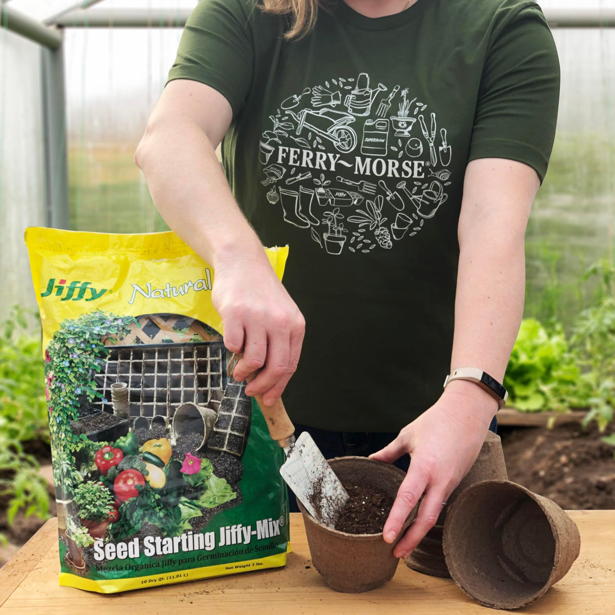 Jiffy natural organic seed starting soil mix ready for home gardening.