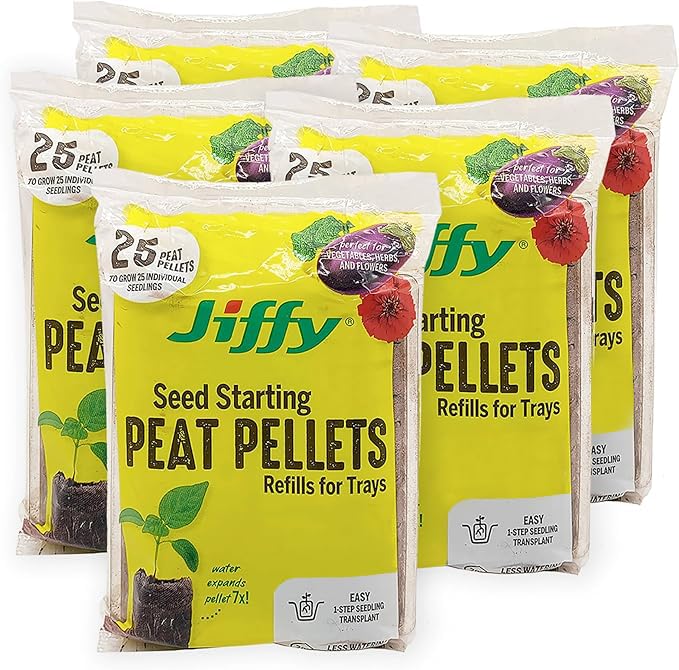 Jiffy Plant Starter Pellets 42mm close-up, ready for water expansion and seed starting.