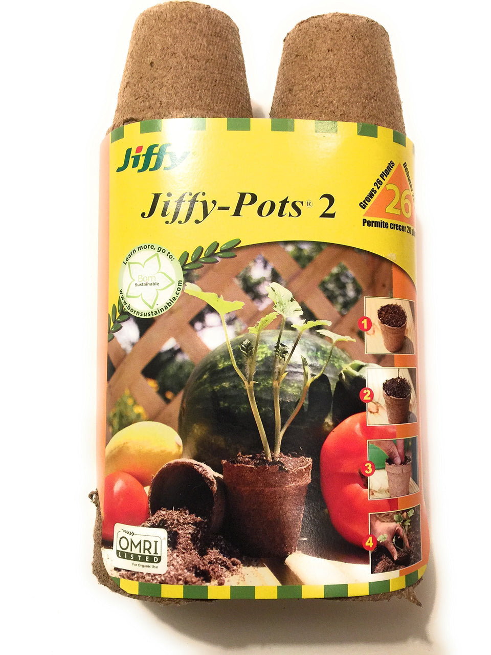 Jiffy-Pots 2in biodegradable seed pots support easy indoor germination and gentle transplanting.