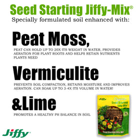 Jiffy 10 qt seed starting mix bag front view ready for planting.