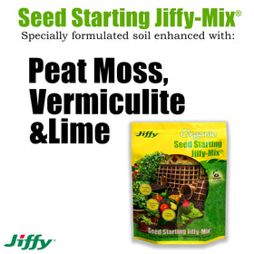 Jiffy seed starting mix with lime balances soil pH for healthy growth.