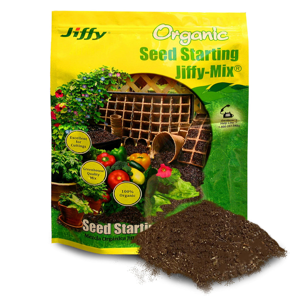 Jiffy seed starting mix with peat moss texture supports airy root growth.