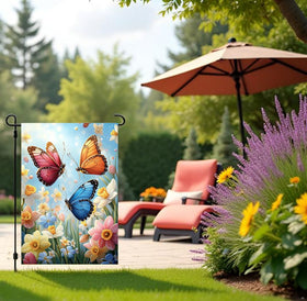 JIGINOFV 12x18 garden flag fits standard flag stands for easy setup.