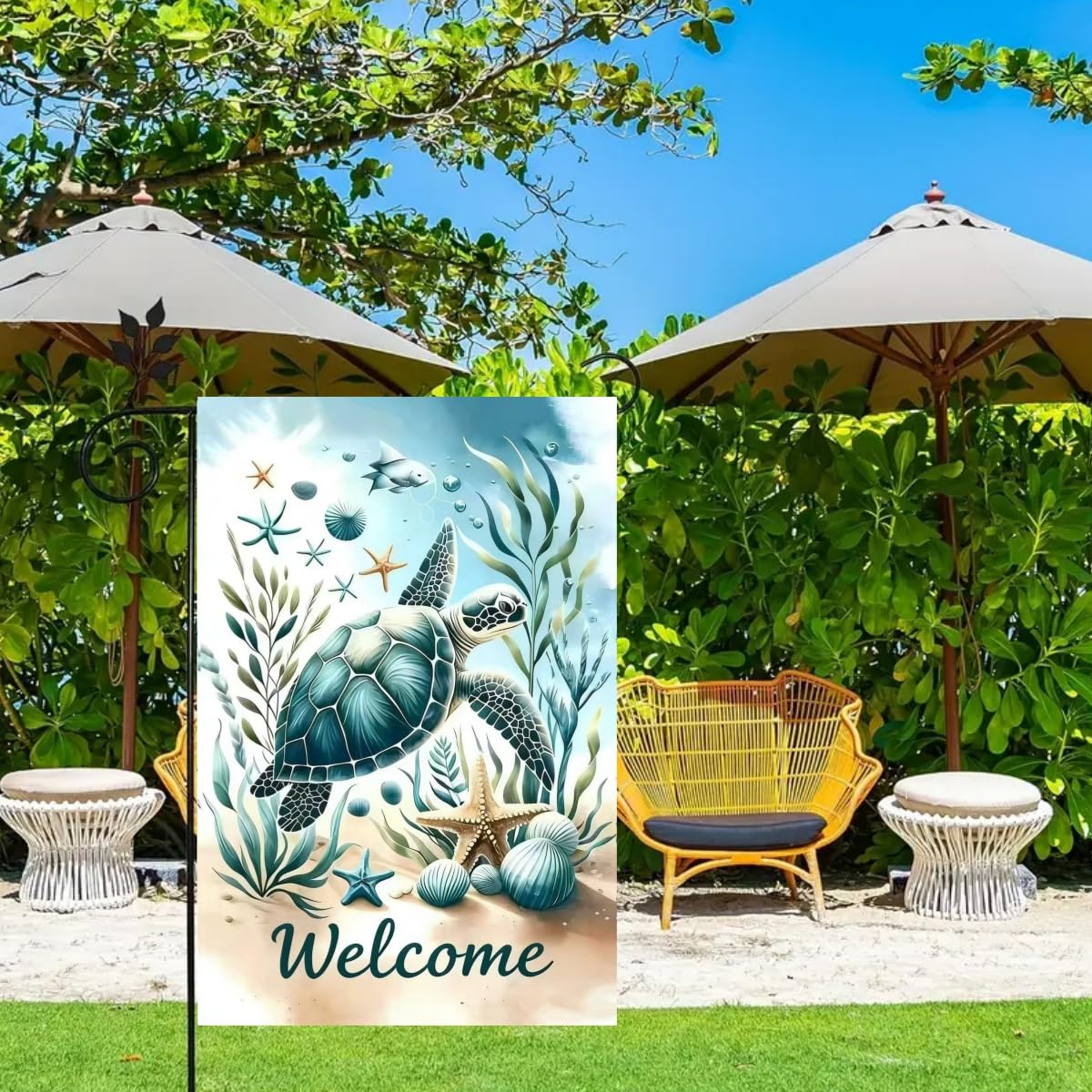JIGINOFV Coastal garden decor flag demonstrates versatile outdoor use.
