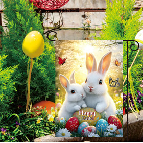 JIGINOFV Easter garden flag fits standard flag stands for quick setup