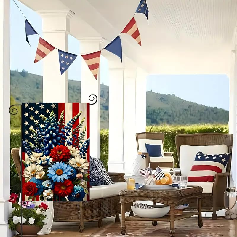 JIGINOFV floral and American flag dual-sided design viewed from both directions