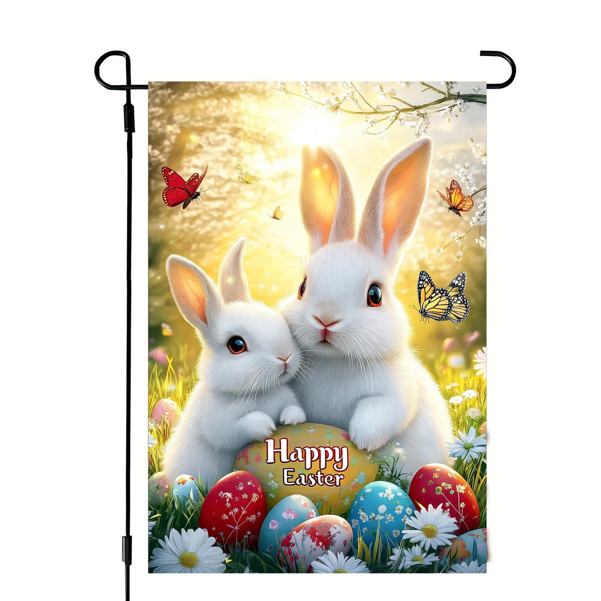 JIGINOFV Happy Easter garden flag double-sided for outdoor yard display