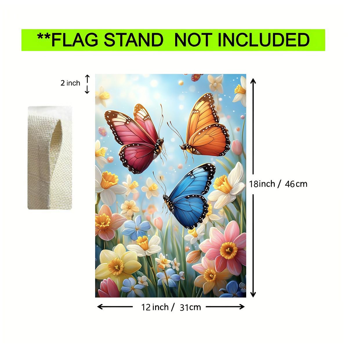 JIGINOFV weather-resistant burlap flag withstands outdoor use.