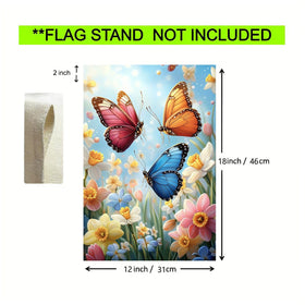 JIGINOFV weather-resistant burlap flag withstands outdoor use.