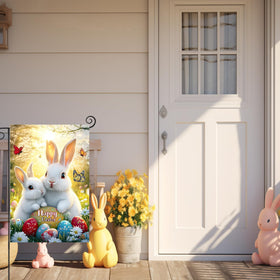 JIGINOFV yard decor flag creates festive Easter ambiance outdoors