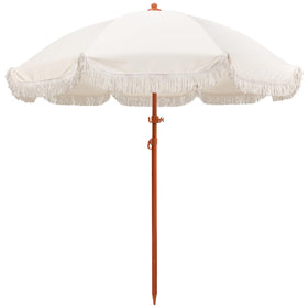 Jihfmo boho umbrella fringe close-up with premium cotton tassels for stylish shade.