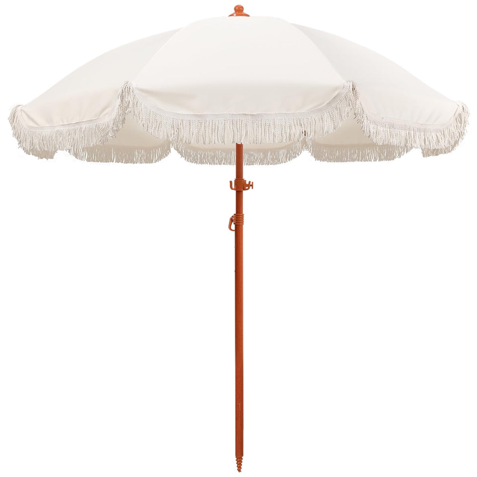 Jihfmo boho umbrella fringe close-up with premium cotton tassels for stylish shade.