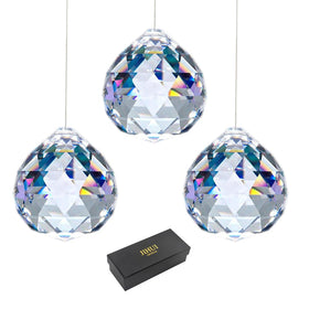 JIHUI clear glass crystal ball prism pendant 40mm catching sunlight to create vibrant rainbows