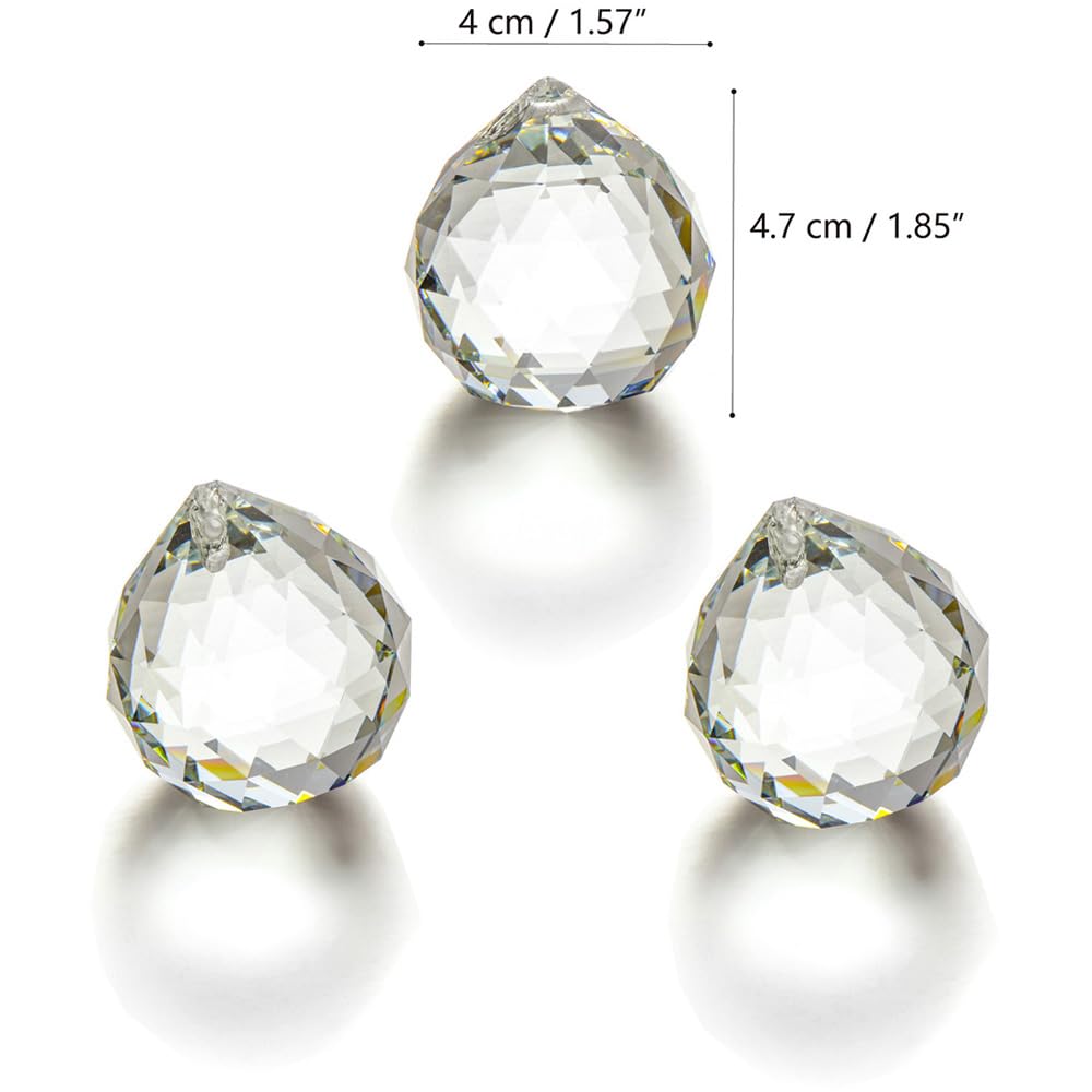 JIHUI clear glass crystal ball prism pendant 40mm hanging in a sunny window for colorful light