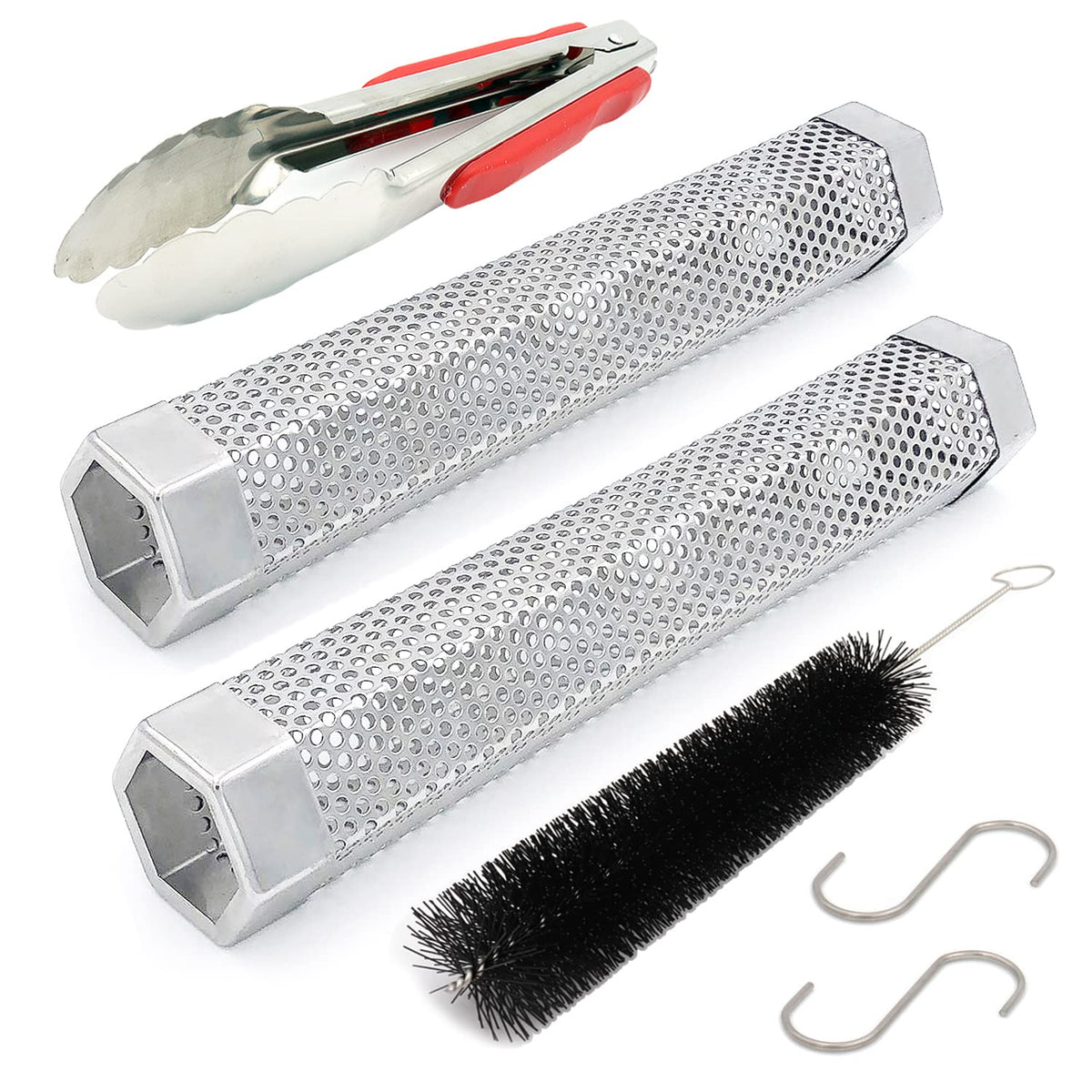 JIIGAAT 12-inch pellet smoker tube in stainless steel delivers steady smoke