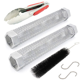 JIIGAAT 12-inch pellet smoker tube in stainless steel delivers steady smoke