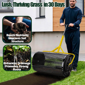 JILLSKY 26-gallon capacity spreader reduces refilling on large lawns.