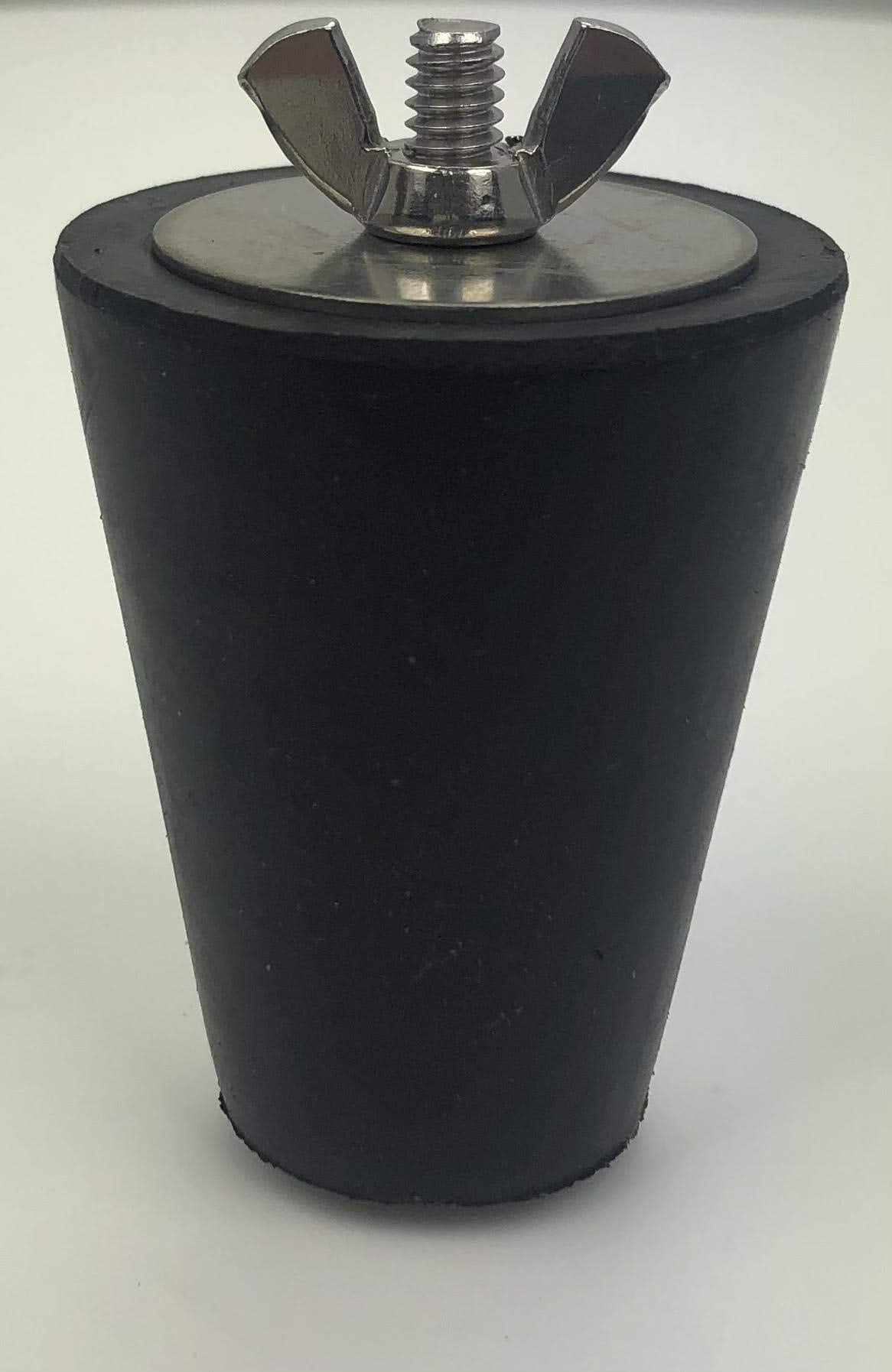 JimysCo winter plug with rubber tapered seal for pool winterization and leak prevention.
