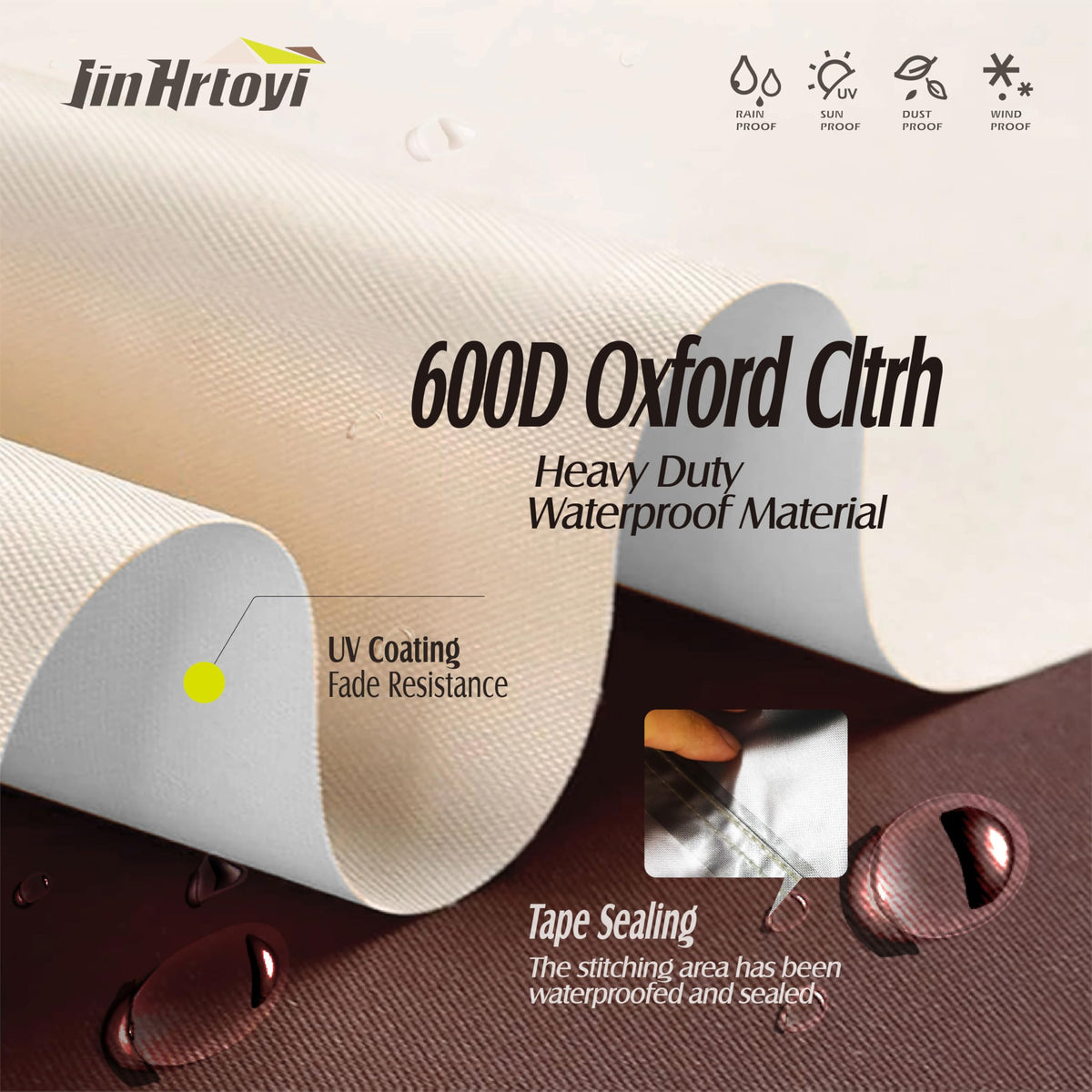 Jin Hrtoyi adjustable drawstrings and buckles secure the cover tightly.